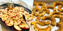 Apples with Hot Honey and Pomegranate and Delicata Squash Parmesan